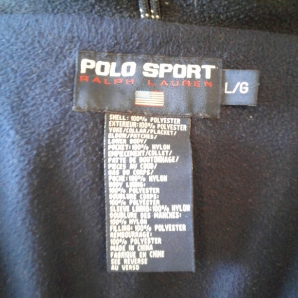 Polo Sport Ralph Lauren Fleece Jacket Large Winter Blue Warm parka L - Picture 5 of 6